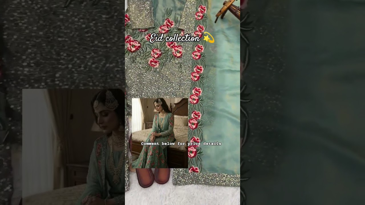 *&hearts;️Presenting New Eid 🌙 Collection In Pure Fendy Silk With Heavy Embroidery Sequence Work Top-Bottom
