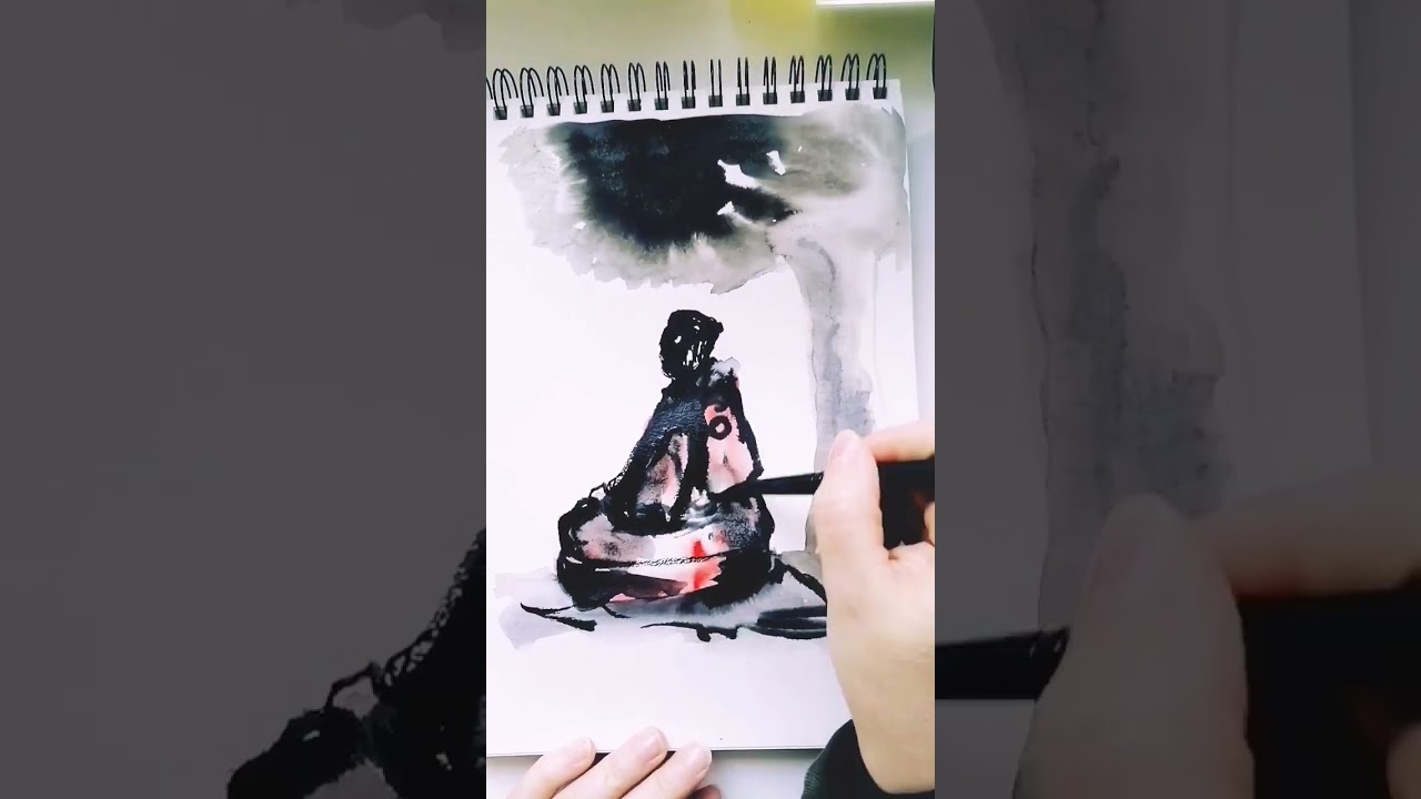 Ink wash of a resting samurai. 