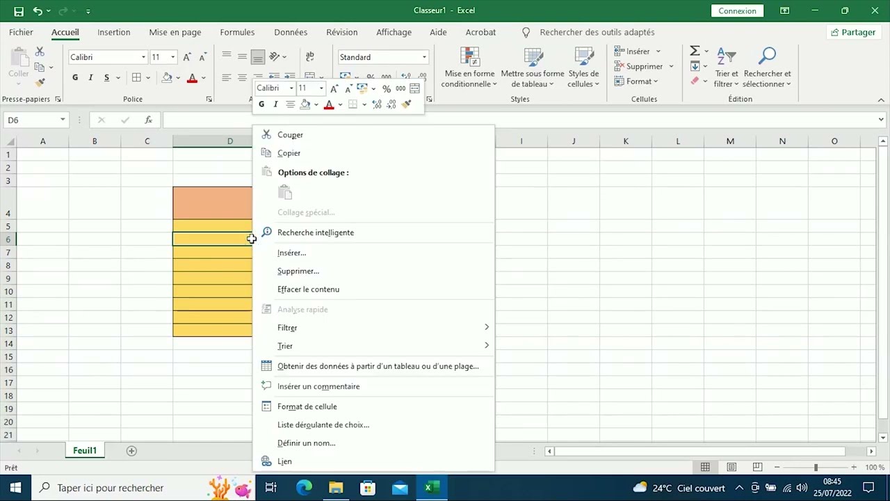 3/5 - Bien débuter avec Excel Les actions sur les cellules