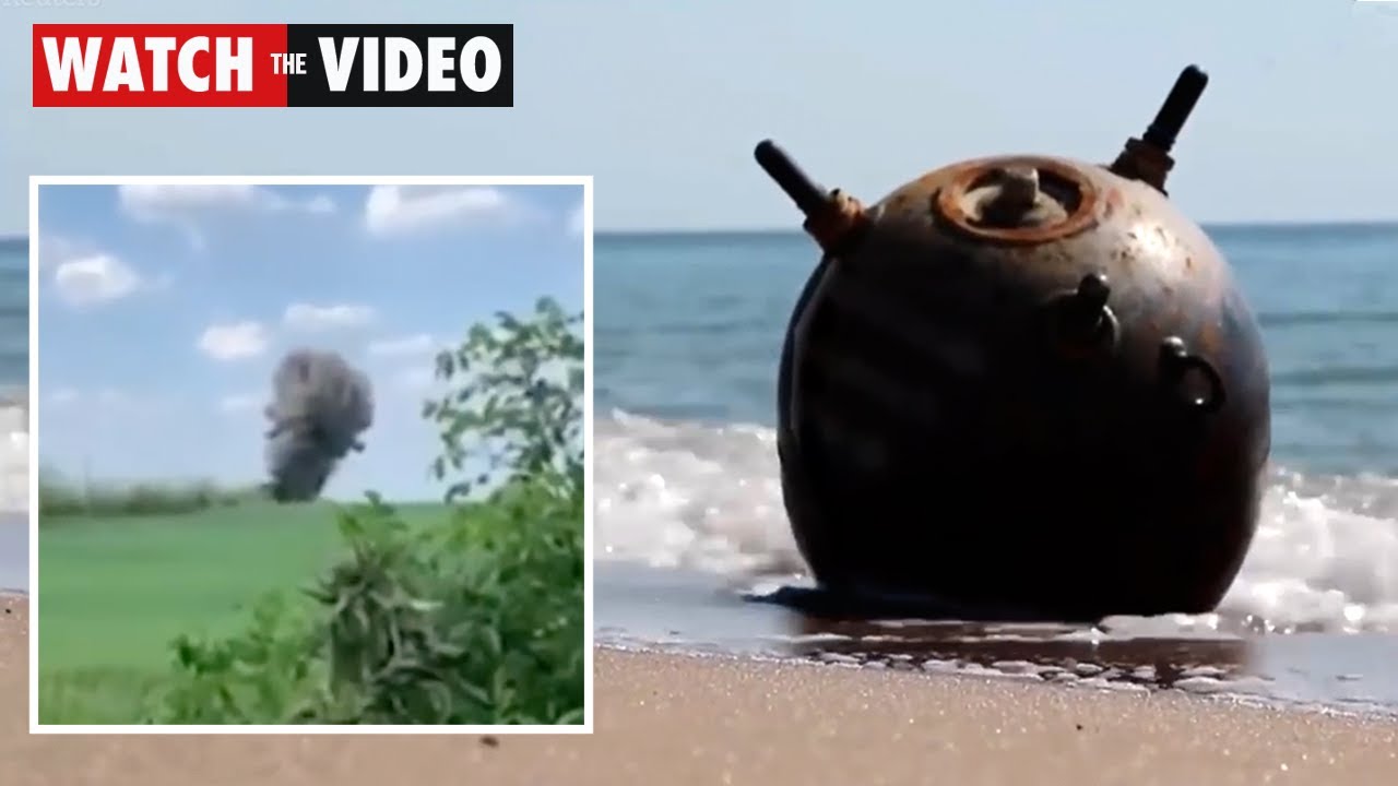 Ukrainian troops explode sea mines drifting to coast