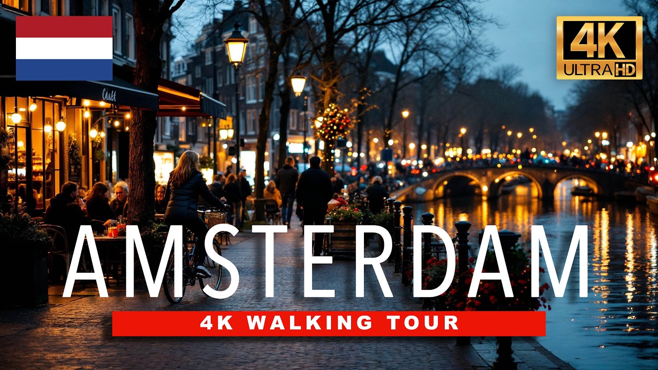 Central Amsterdam Winter Night Walk ❄️ Amsterdam After Dark ❄️ Canal Winter Walk in 4K
