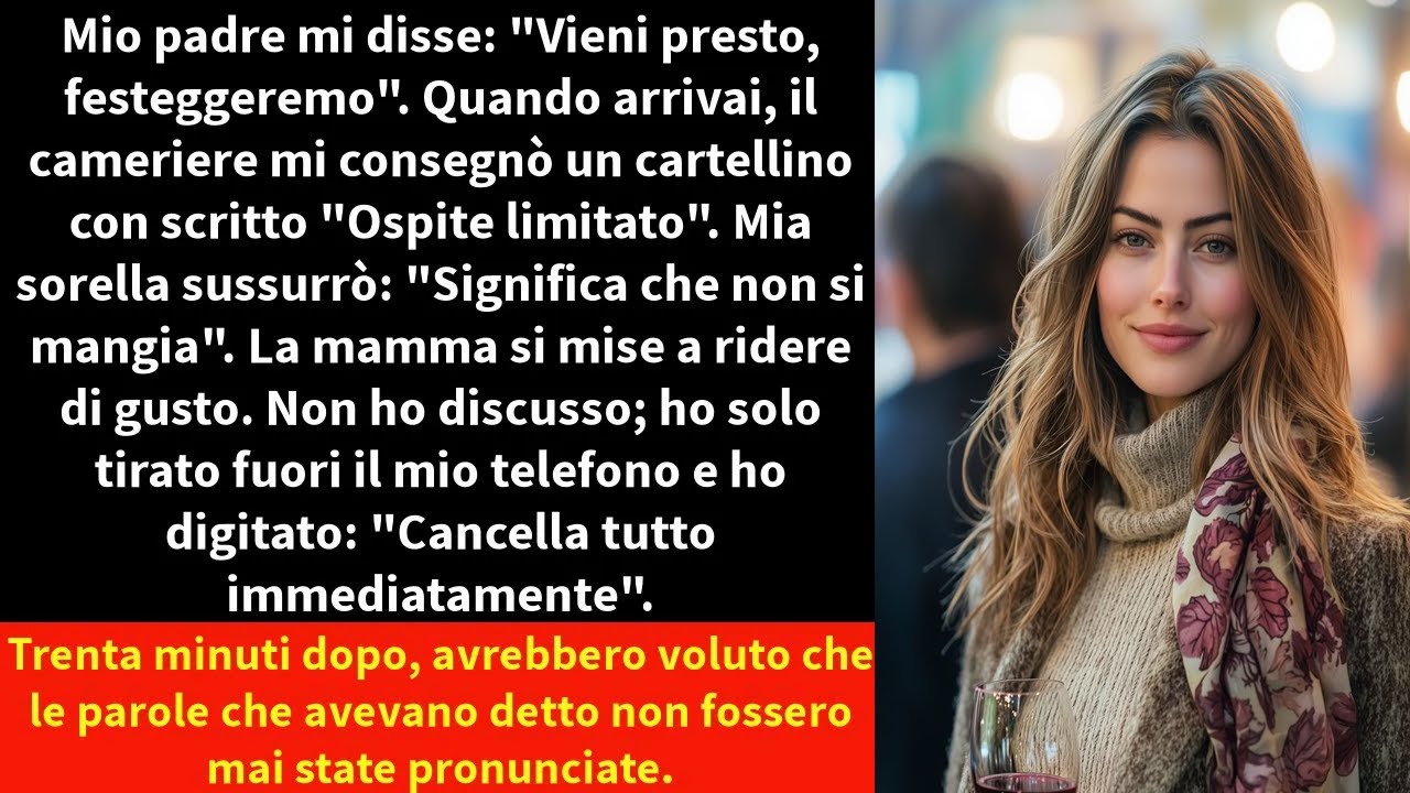 Mio padre mi disse: "Vieni presto, festeggeremo".