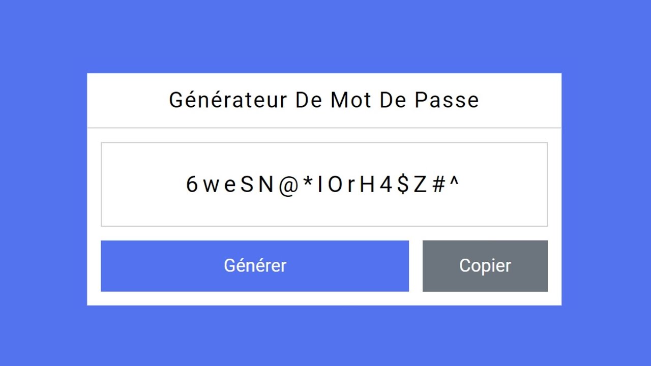 Générateur de mot de passe en Javascript