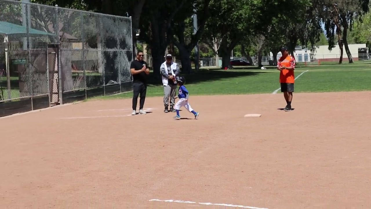 BRAIDEN TAKES THE "OVERLAND ROUTE" ON HIS WAY TO HOME PLATE