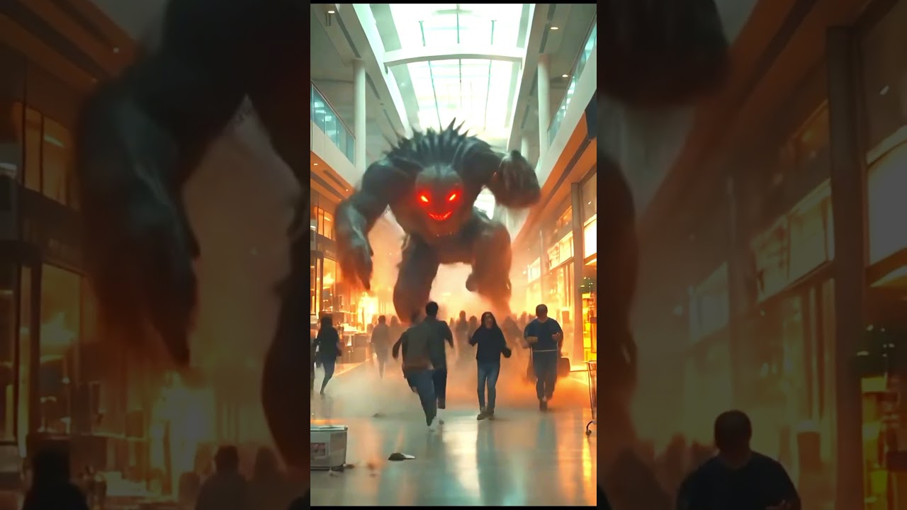 Terrifying Monster Rampage in Shopping Mall | Shoppers Panic and Run for Their Lives#shorts