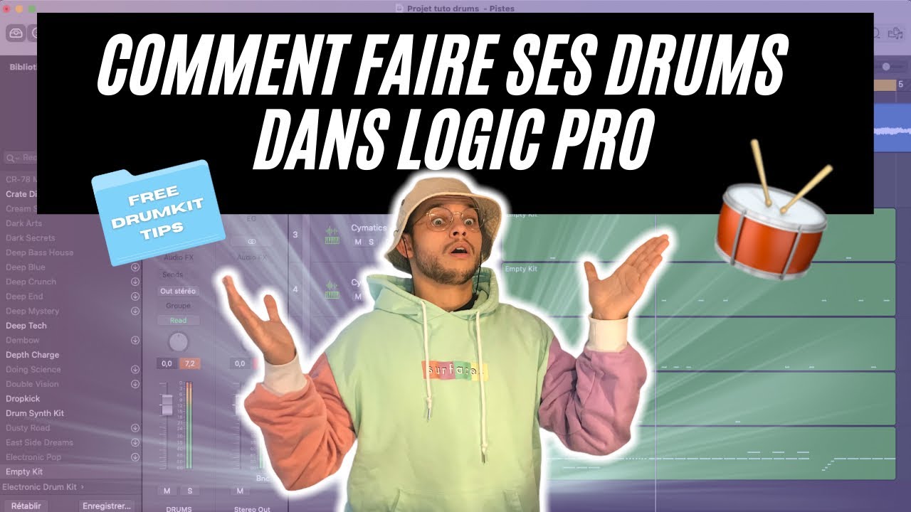 COMMENT FAIRE SES DRUMS  🥁 DANS LOGIC PRO + TIPS DRUMKIT FREE 💥 - (TUTORIEL FR)