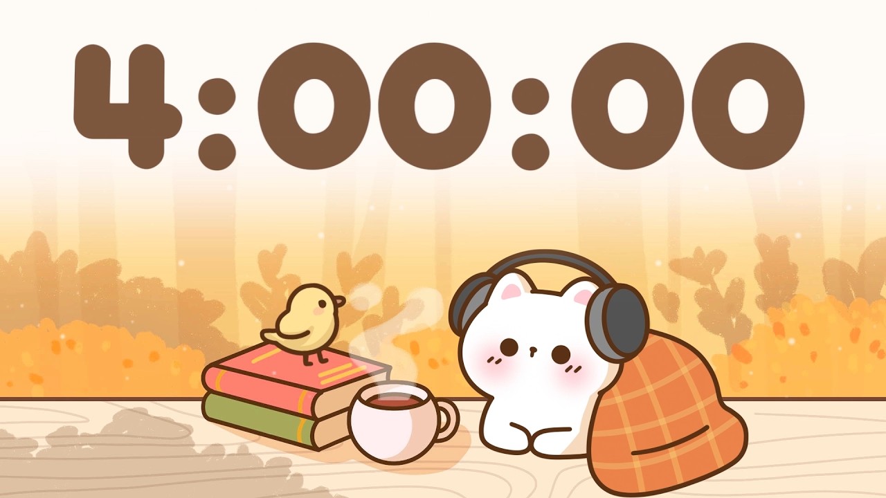 4 Hour Timer 🐱 4 Hr Study Timer for Classroom Focus