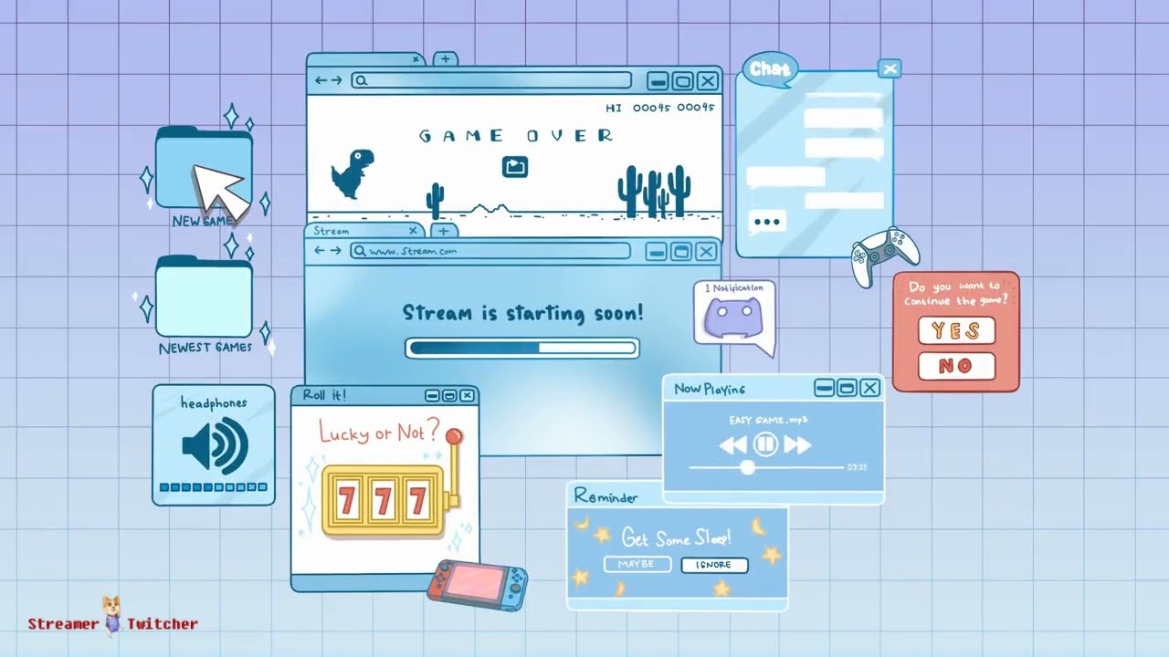 Blue Desktop | Animated Stream Overlays | Twitch Package | Twitch Stinger Transtition