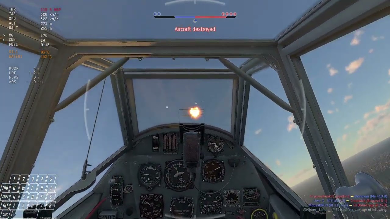 Warthunder - M&KB ASB EC - Enemy P-51 dives under the bridge to evade pursuit, Bf109F4 follows!