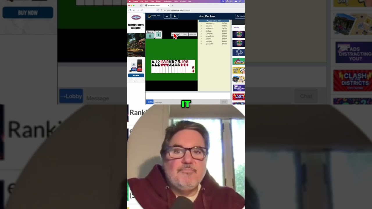 Bridge Base Online: Solo Bridge? Play, Practice, & Learn! 🤖 #shorts