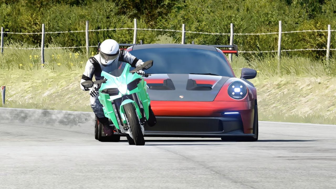 Kawasaki Ninja H2 vs Porsche 911/992 GT3 RS Pro Charged vs Honda RC213V MotoGP