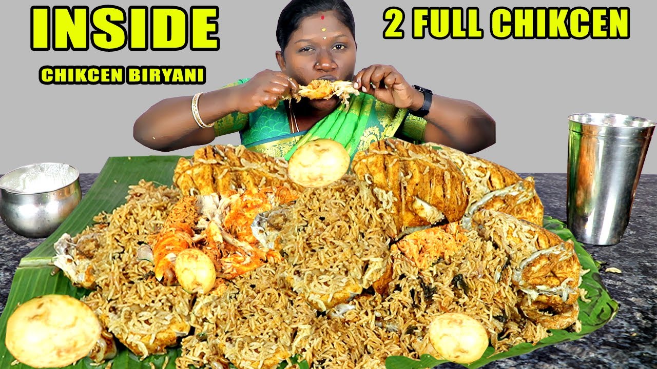 2 FULL CHIKCEN INSIDE CHICKEN BIRYANI FIREST TIME TRYING EATING SHOW IN TAMIL FOODIES DIVYA