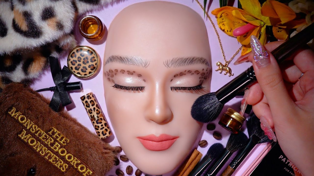 ASMR Easy Wild Leopard Glam Makeup Tutorial 🐆  ASMR maquiagem satisfatória no talking #64