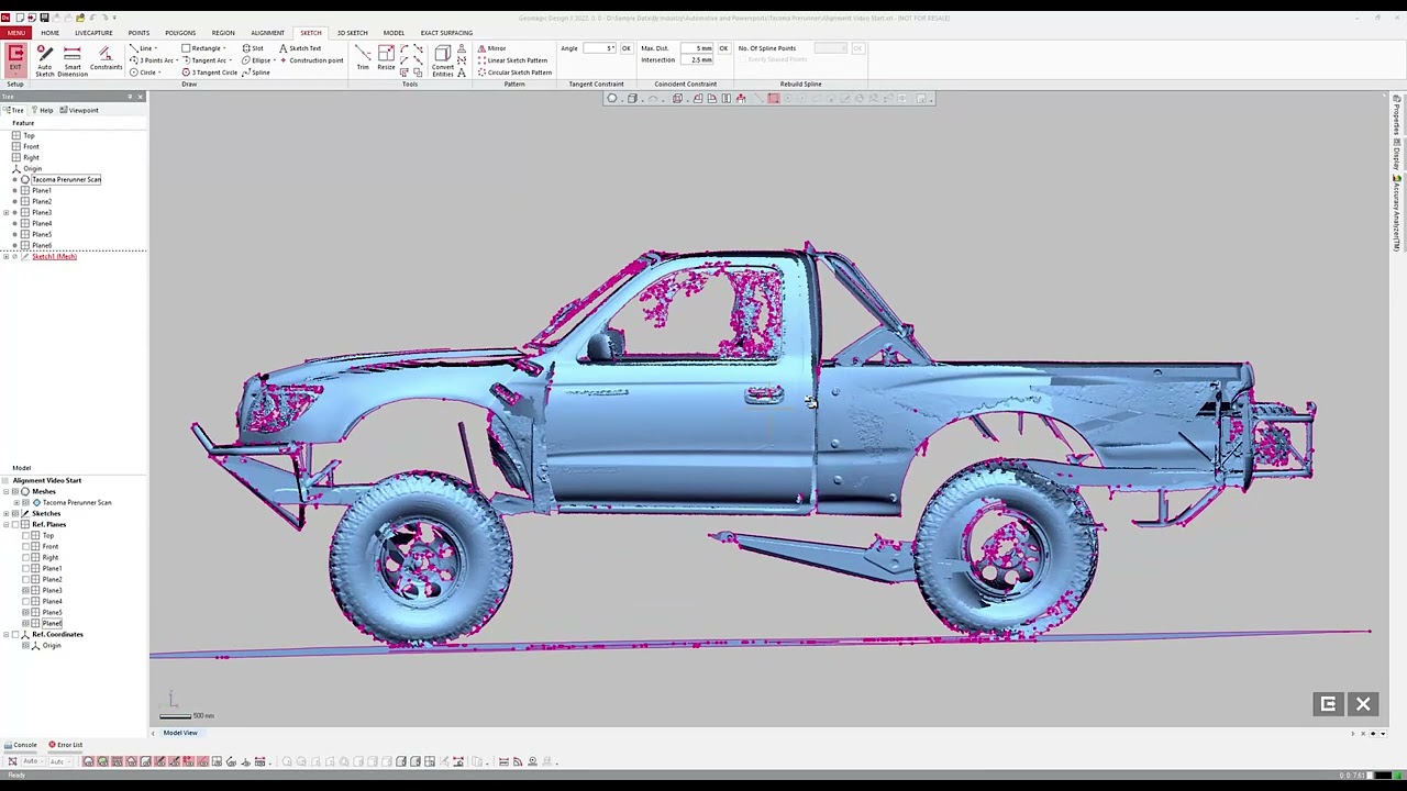 Aligning a vehicle to the origin in Geomagic Design X