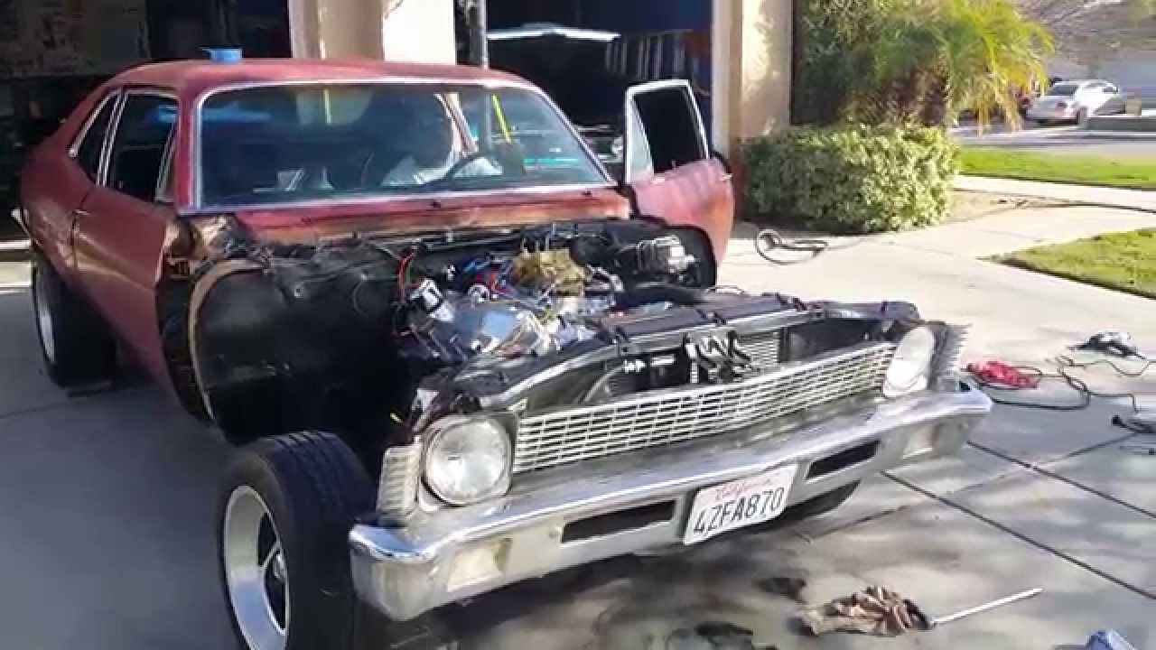 CHEVY NOVA BIG BLOCK BUILD PT 19 REAL FIRST START