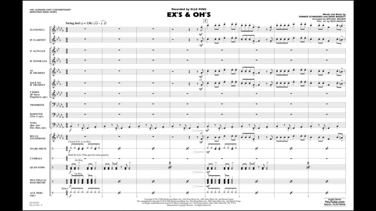 Ex's & Oh's arranged by Michael Brown/Nick Angelis