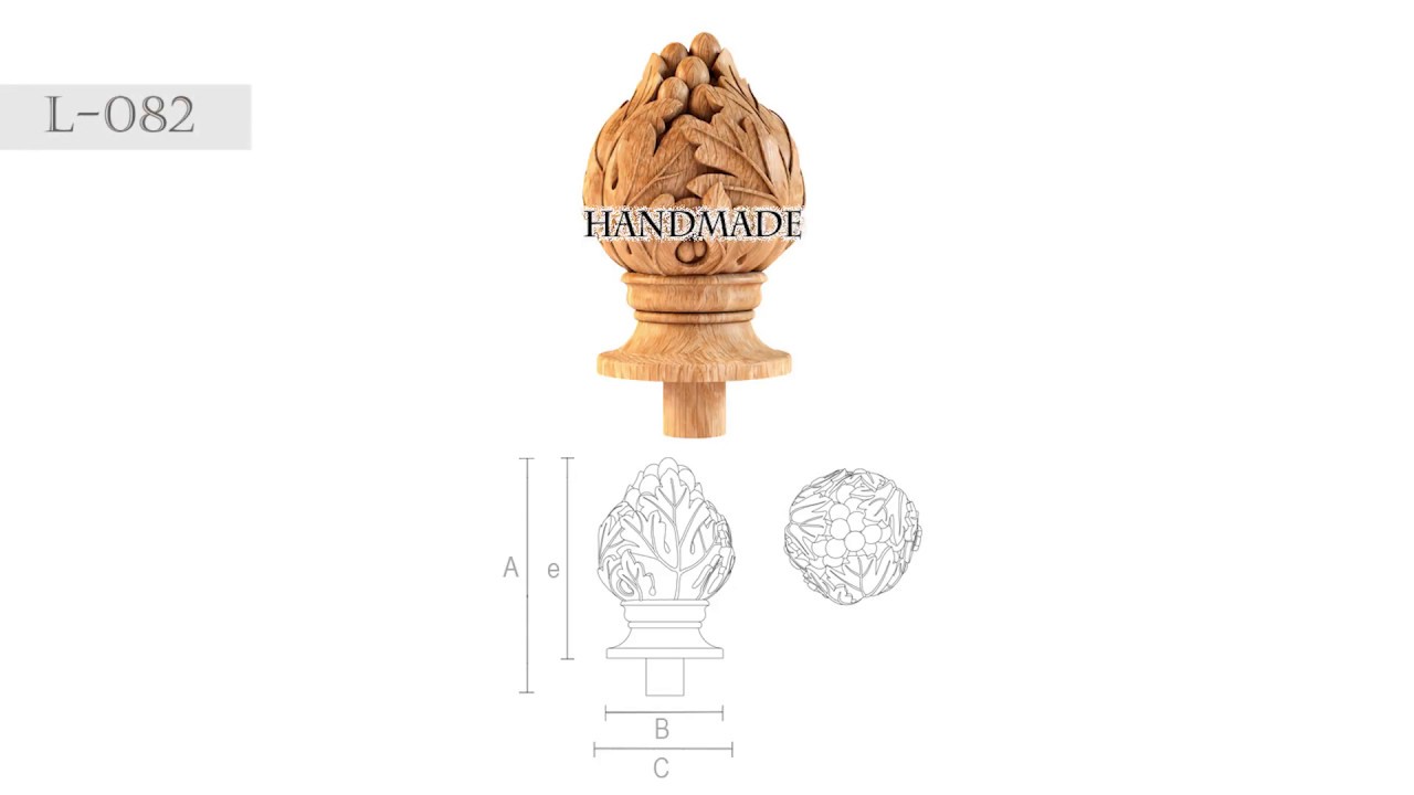 Wooden carved finials for newel post
