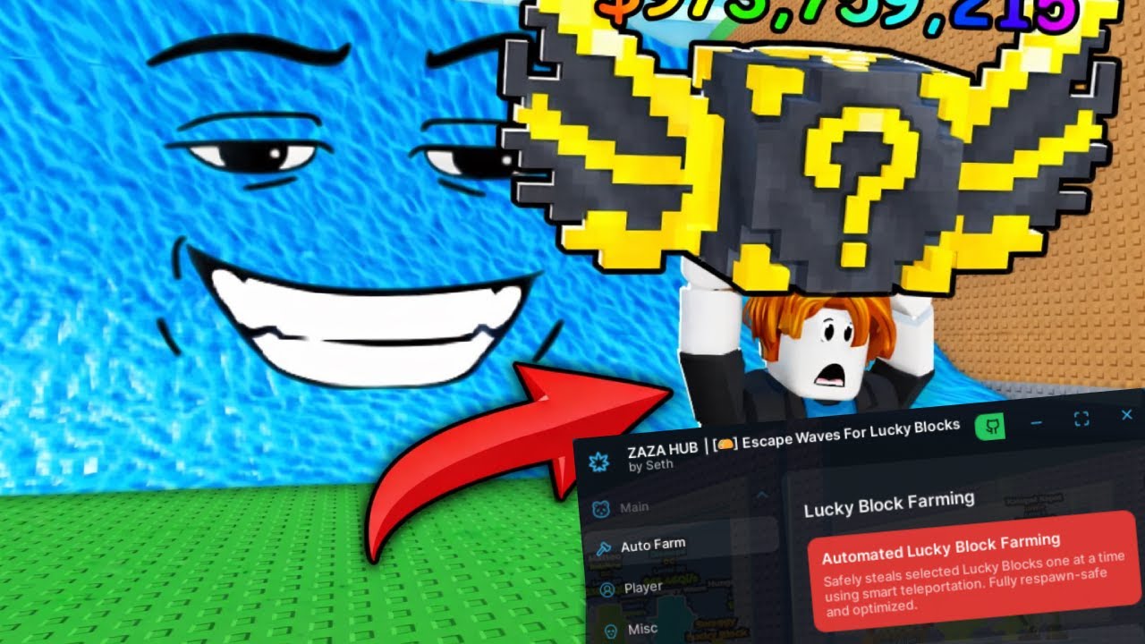 Roblox Escape Waves For Lucky Blocks Script ✨, AUTO FARM LUCKY BLOCKS, AUTO UPGRADE AND MORE🎈