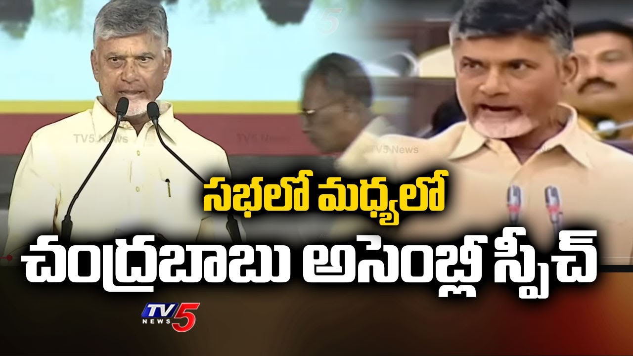 CM Chandrababu Displays His Past Assembly Speech in Public meet | TV5 News
