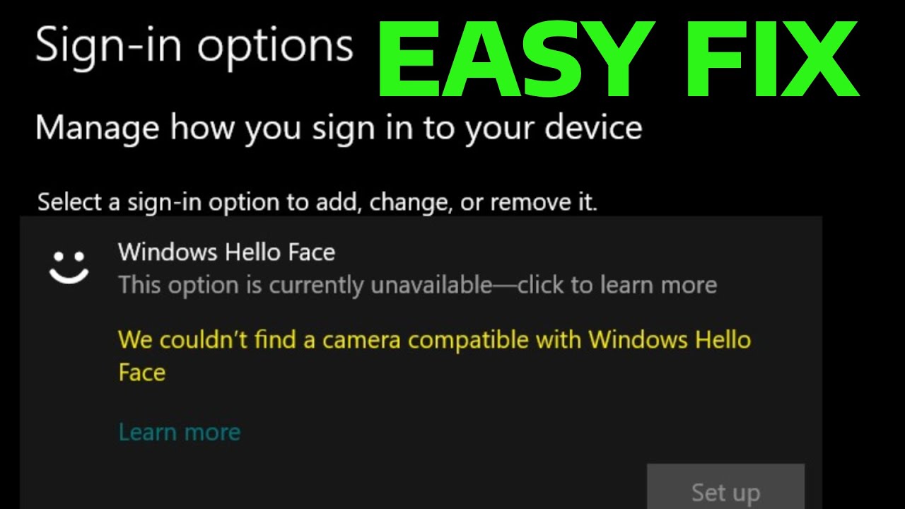 How To Fix We Couldn't Find a Camera Compatible With Windows Hello Face