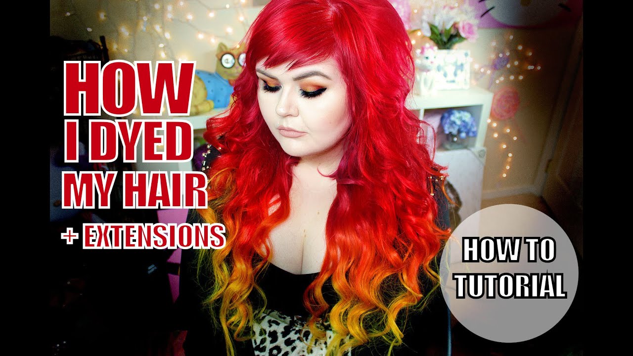 How I Dyed My Hair Extensions Red Orange and Yellow | Fire Hair