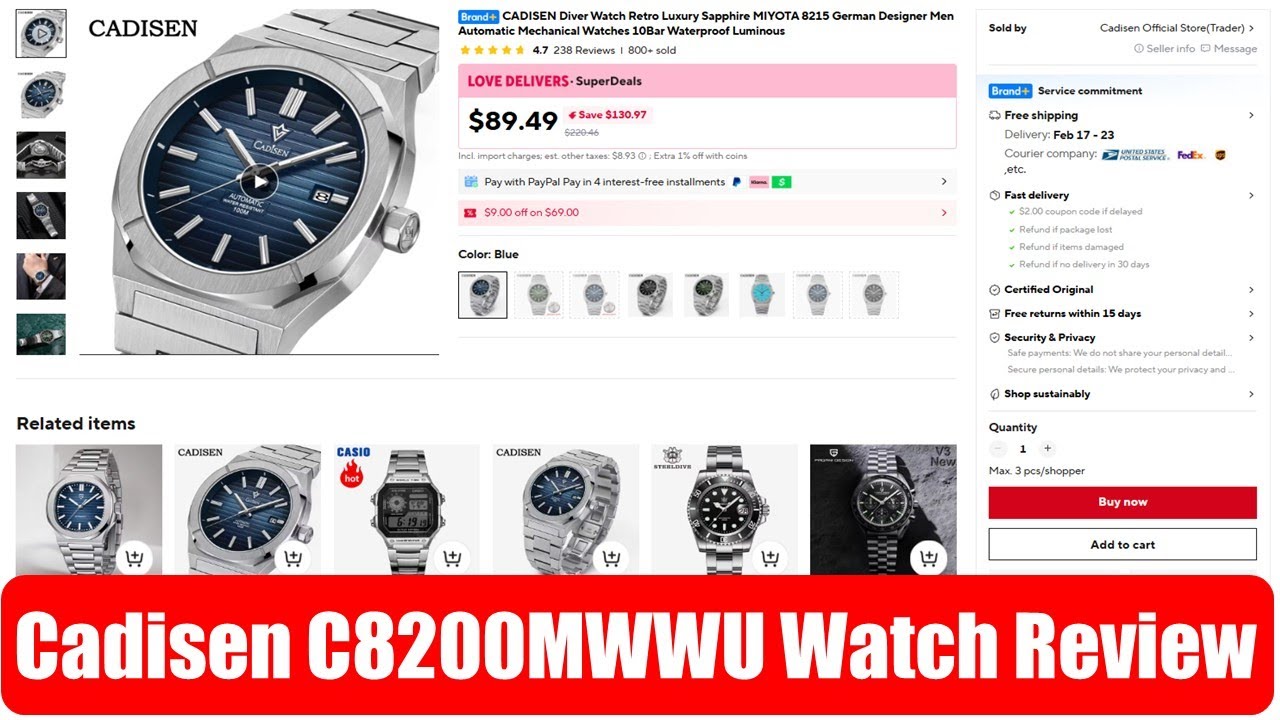 Обзор часов Cadisen C8200MWWU с AliExpress | Более 800 штук продано на AliExpress