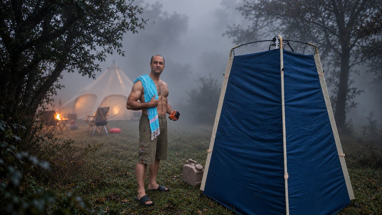 SHOWERING IN DEEP FOG WHILE CAMPING 