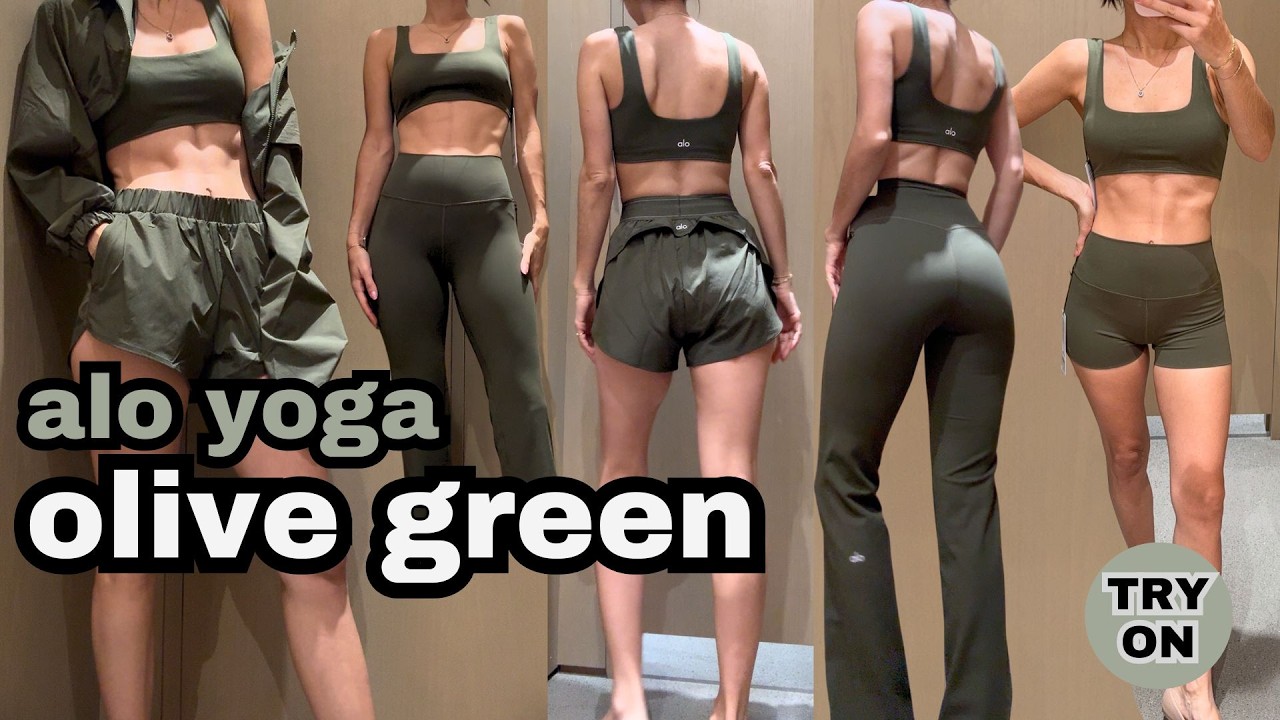 🌿 ALO YOGA OLIVE GREEN COLLECTION | Try-On Haul & Review
