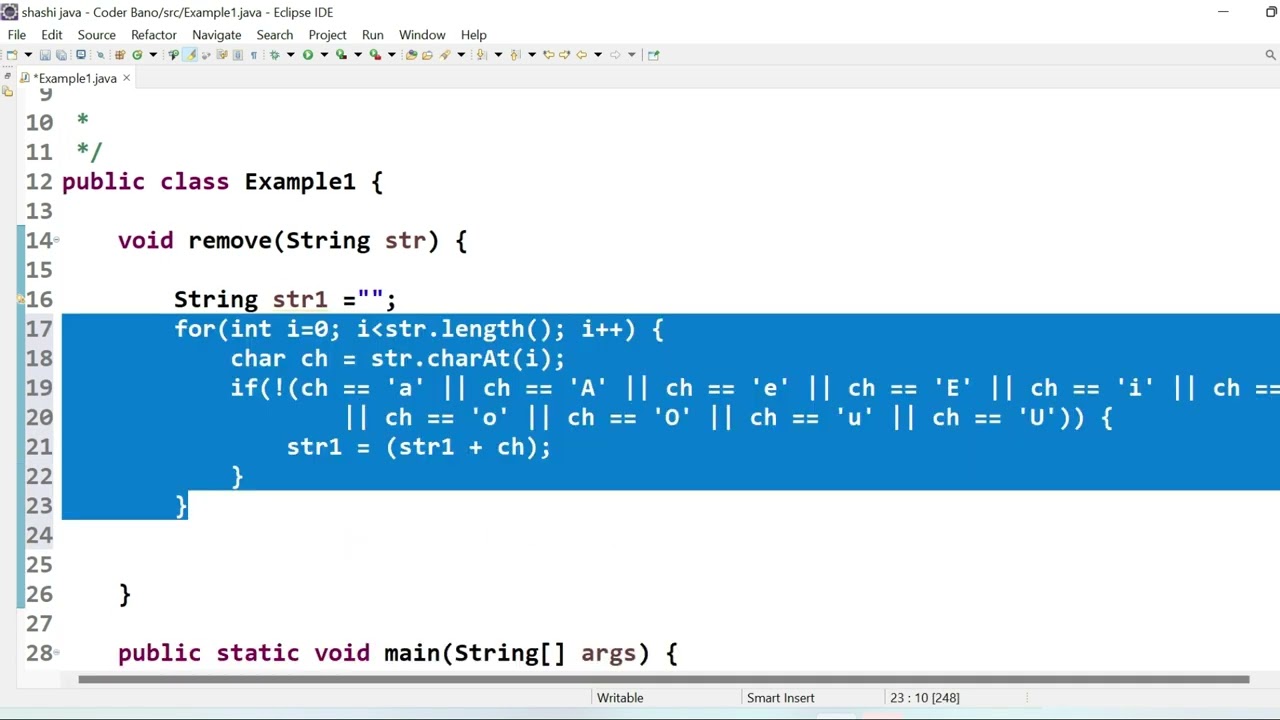 Program to remove vowels from a String | String in java