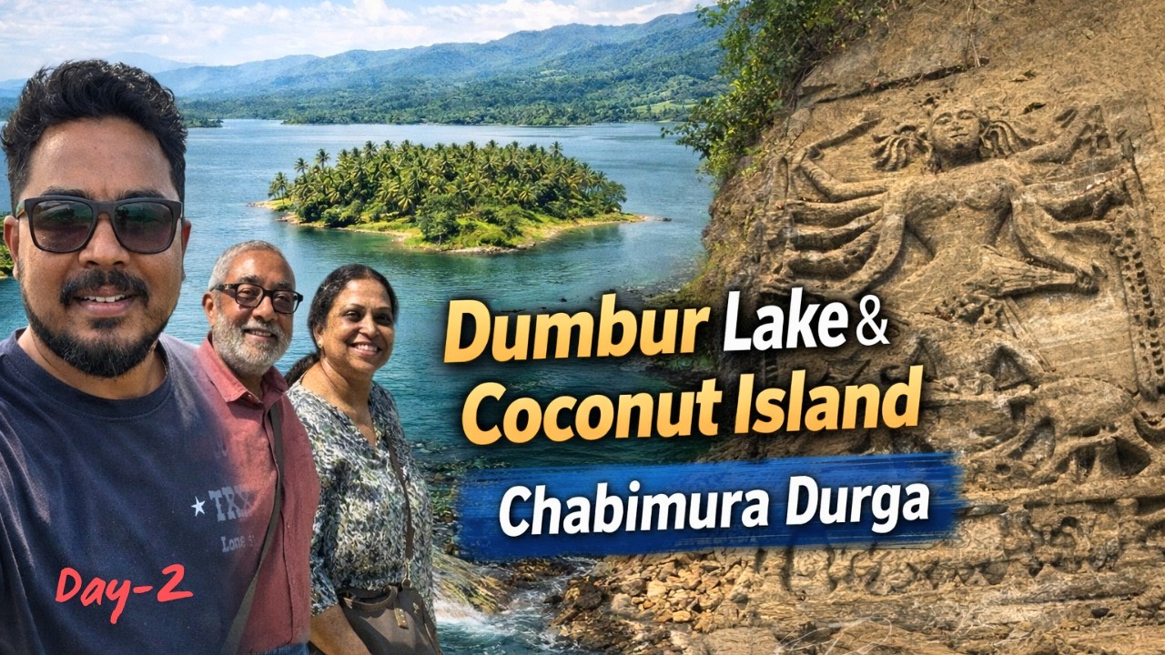 Tripura Tour Day 2 | Chabimura Durga Rock Carvings | Dumbur Lake & Coconut Island Boat Ride