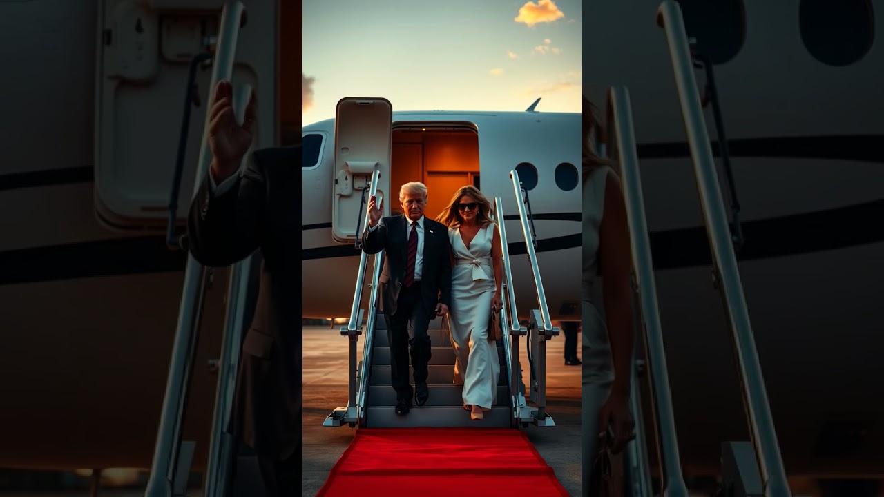 Presidential Arrival in Style #TrumpMelania #PrivateJetArrival #LuxuryLanding #CinematicStyle