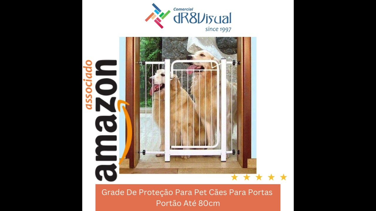 Grade De Prote&ccedil;&atilde;o Para Pet C&atilde;es Para Portas Port&atilde;o At&eacute; 80cm | AZ080149