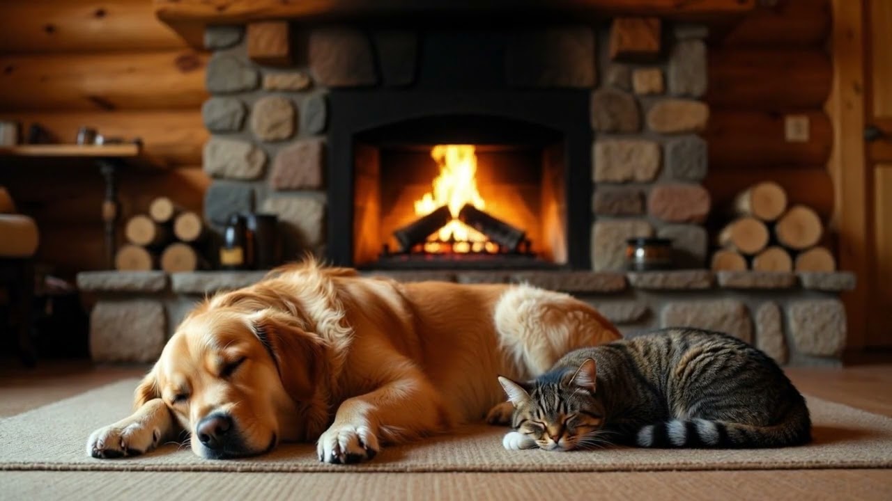 Cozy Fireplace sound with Ambient Music for Your Pet.   #dogs #musicforpets #ambient