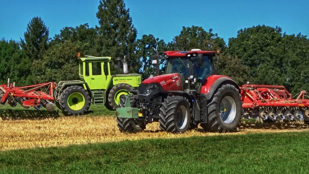 Case IH OPTUM 300 + MB Trac 1800 beim Stoppelsturz 2016 / Scheibeneggen