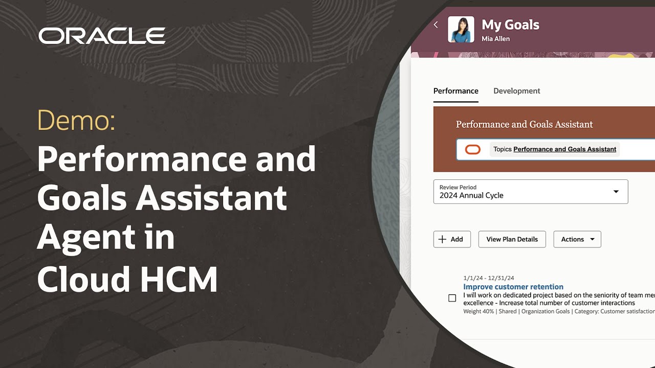 Performance and Goals Assistant Agent in Oracle Fusion Cloud HCM: Demo