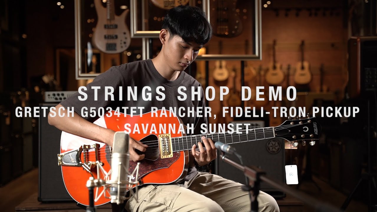 STRINGS SHOP DEMO : GRETSCH G5034TFT RANCHER, FIDELI-TRON PICKUP, SAVANNAH SUNSET