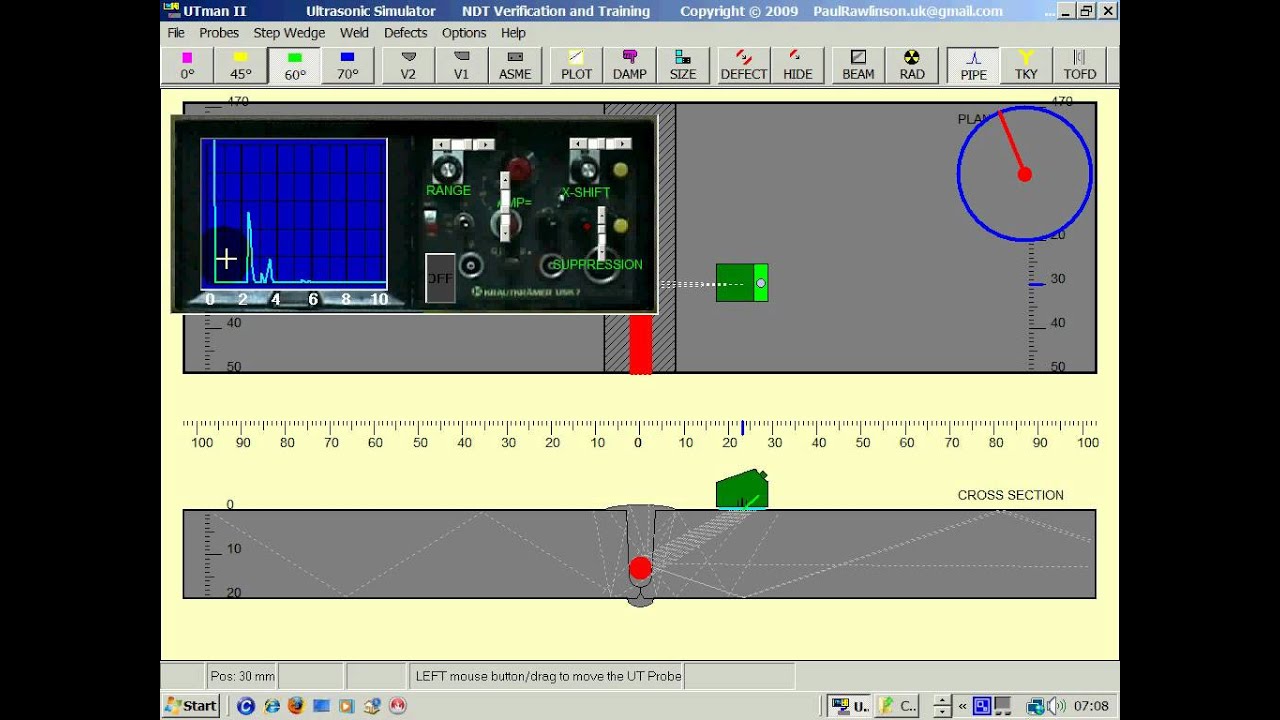 Angle Probe using the V2 calibration block