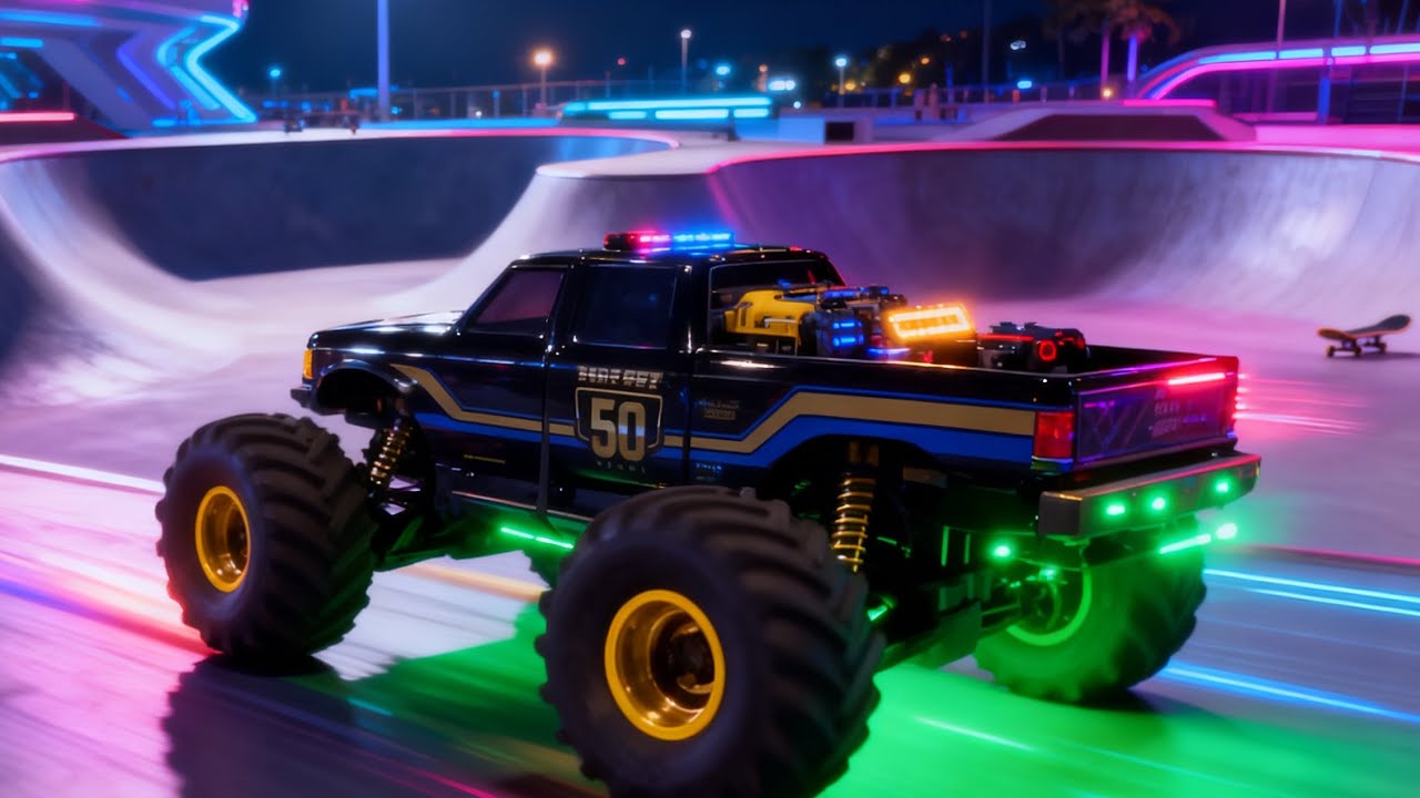 Arrma Notorious VS Traxxas Bigfoot Xmaxx at the Skatepark!!  💪😱🏆