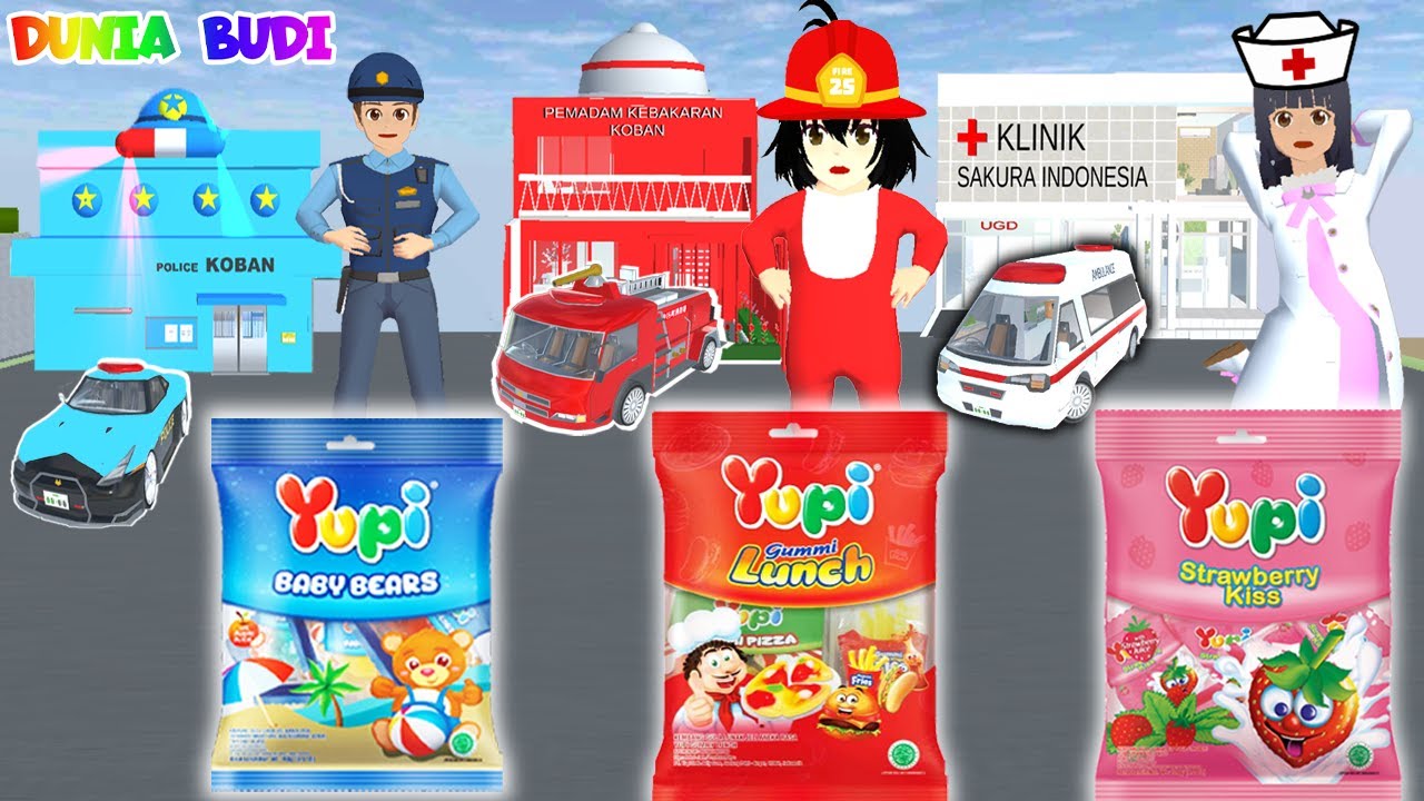Yuta Mio Berburu Yupi Sesuai Warna Polisi🚓Dokter🚑Pemadam🚒| Sakura School Simulator