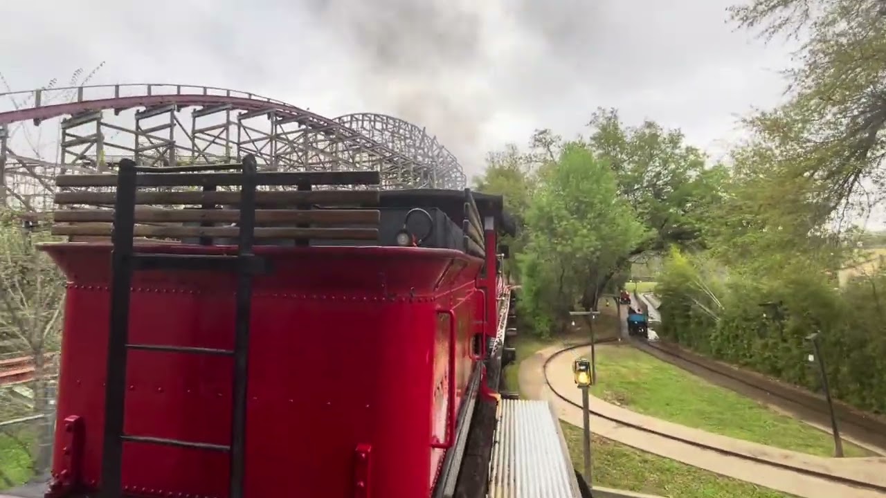 Six Flags Over Texas Railroad Ride From Johnson Creek Station to Boomtown 3/15/2024