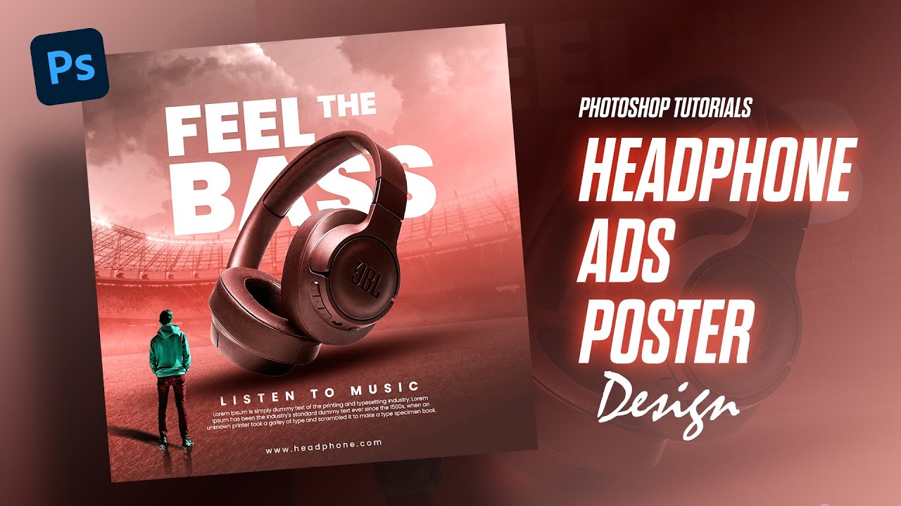 Ecommerce (Headphone) Product Poster Design in Photoshop for beginners