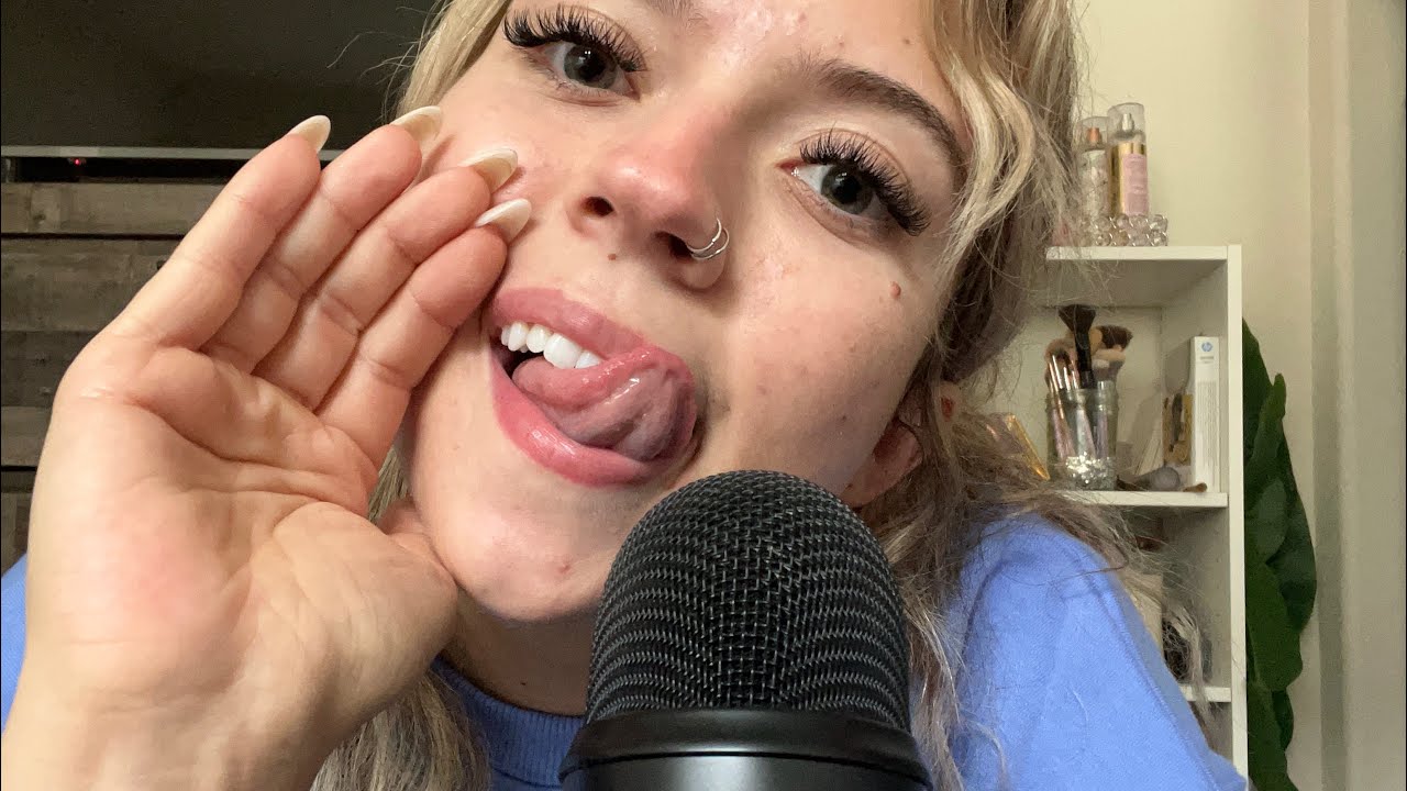 ASMR| Lip Licking Mouth Sounds (with layered taps)