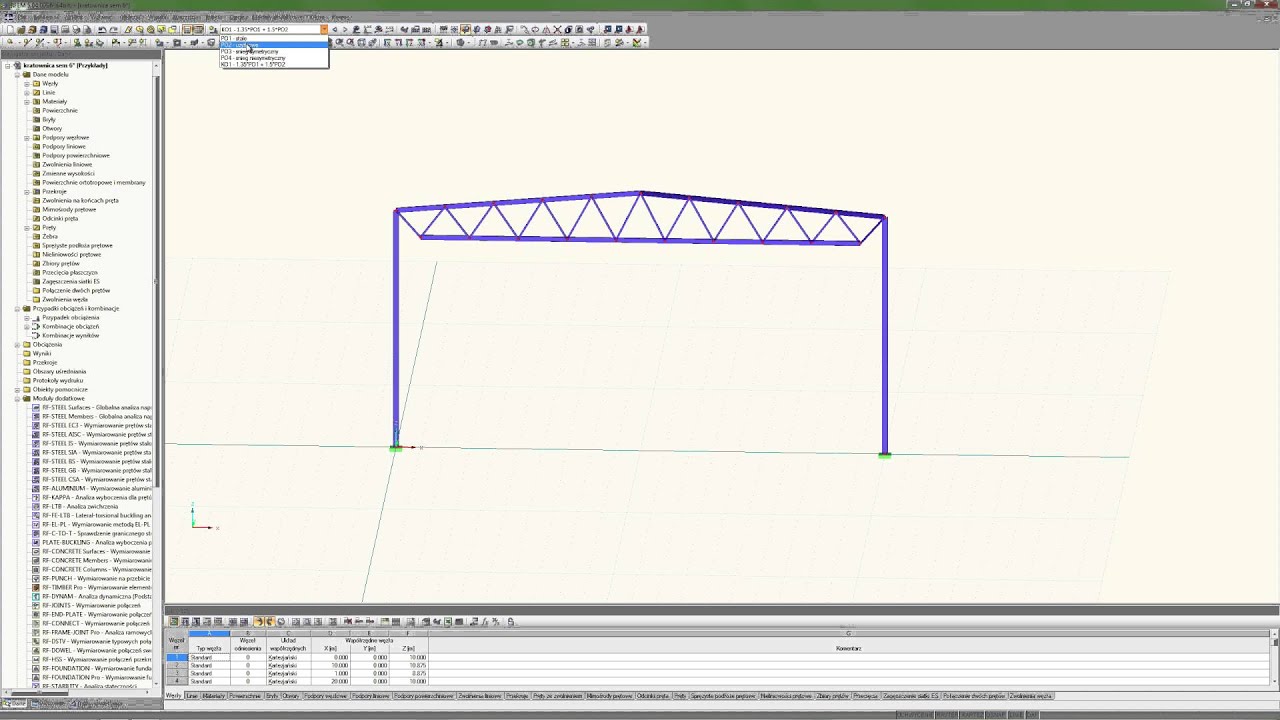Tutorial RFEM 00 - kratownica 2D cz. 1 z 2