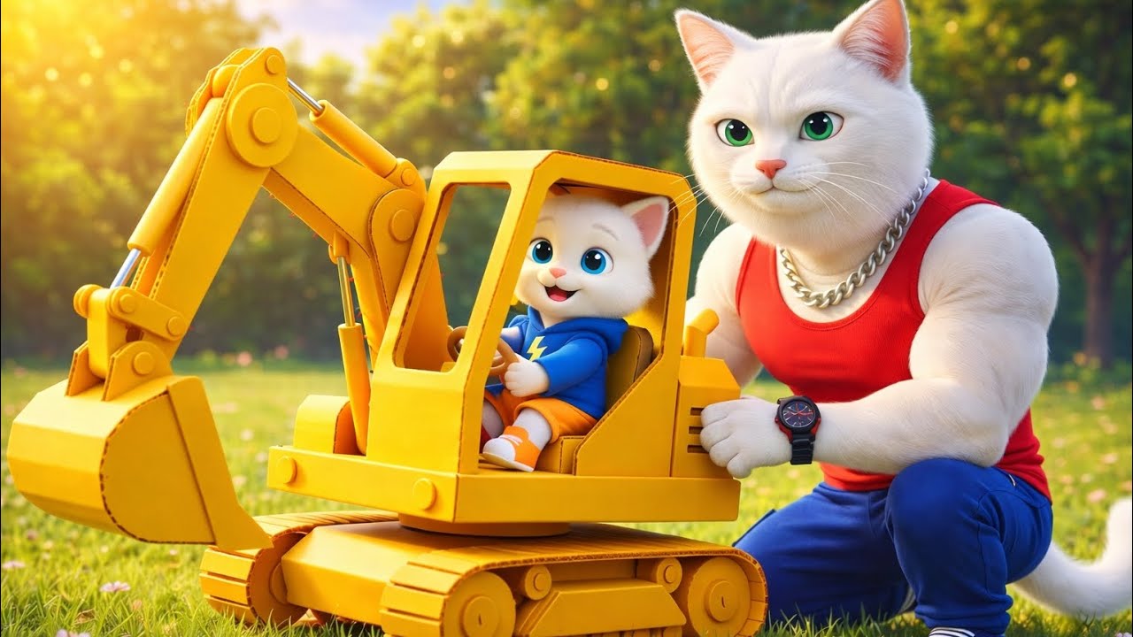 Cute Kitten Teased for Playing with Cardboard Excavator 🐱💔 | Heartwarming AI Cat Story 