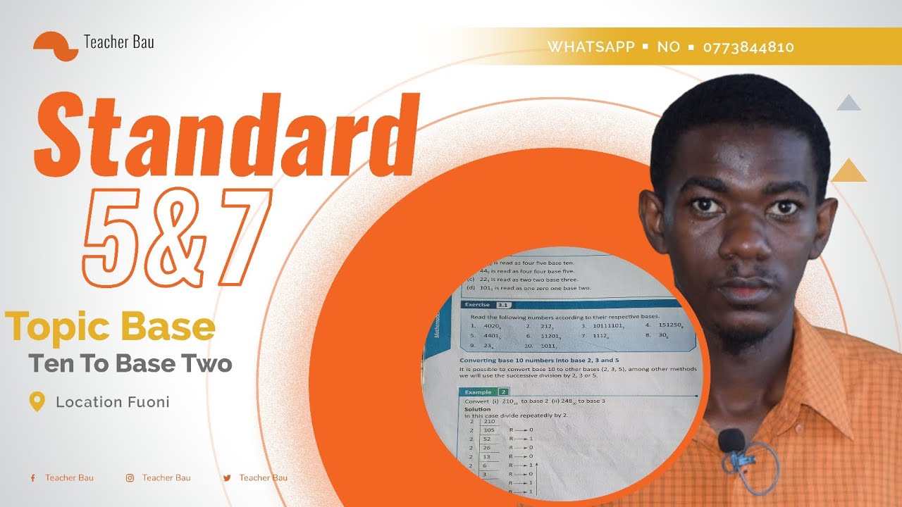 Convert base 10 to binary (maswali 10 na majibu kubadilisha base ten kuwa base two....