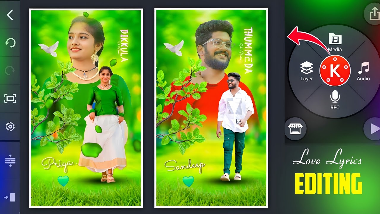 💚 New Style Nature Green Theme Lyrics Video Editing in Telugu Kinemaster Trending Green Video Edit
