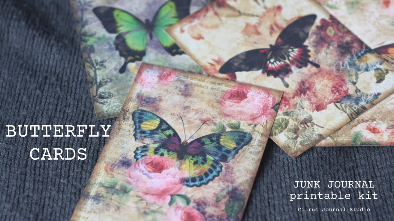 Butterfly Cards - Junk Journal Tags - Citrus Journal Studio