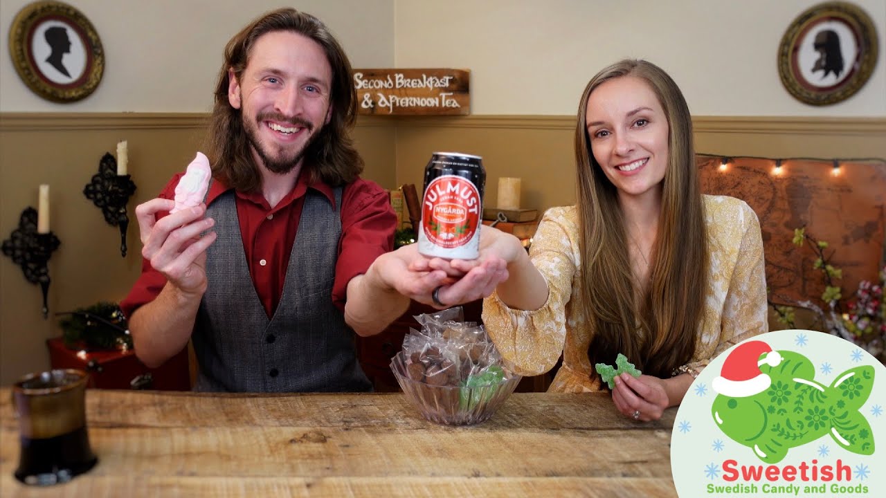 Americans Trying Julmust and Swedish Christmas Candy! | Sponsored by Sweetish Candy and Goods