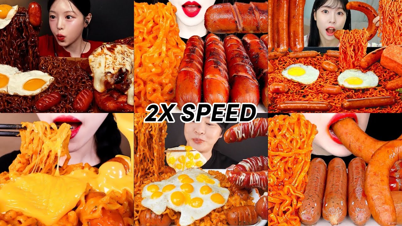 BEST KOREAN MUKBANG | BULDAK FIRE NOODLES SAUSAGE EGG MUKBANG 