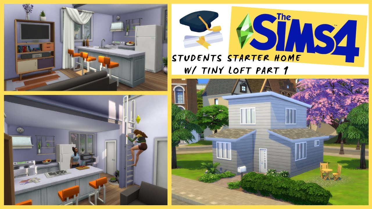 STUDENTS STARTER HOME W/ TINY LOFT PART 1 | The sims 4 | Speed build (nocc)